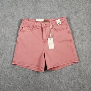 Judy Blue Denim Shorts Womens Large Rose High Waist Garment Dyed JB150347 C